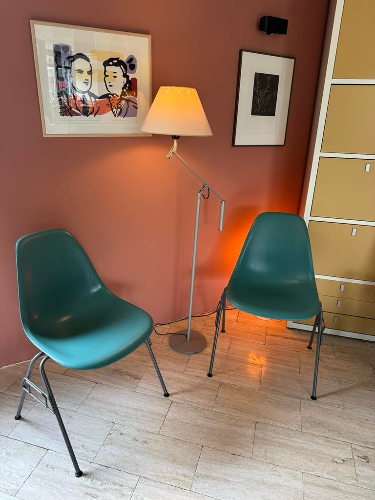 Set van 2 originele Eames Vitra stoelen, Huis en Inrichting, Stoelen, Gebruikt, Twee, Kunststof, Overige kleuren, Ophalen