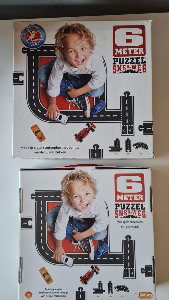 2x 6 meter puzzel autoweg voor speelgoedauto's, Ophalen of Verzenden, Zo goed als nieuw