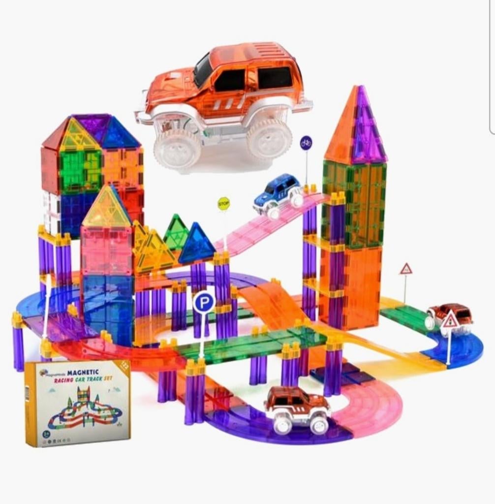 Magnaminda magnetische racebaan 122 stuks, Overige merken, Racebaan, Zelf te bouwen, Ophalen of Verzenden