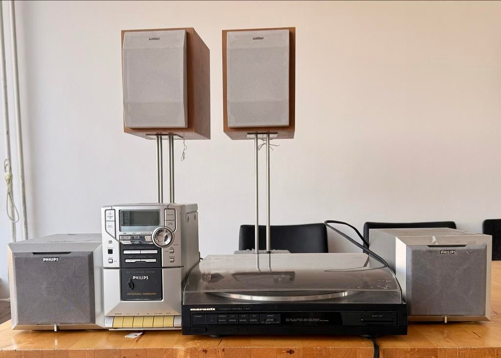 Marantz platenspeler met Philips micro system en speakers, Ophalen, Niet werkend, Platenspeler, Overige merken