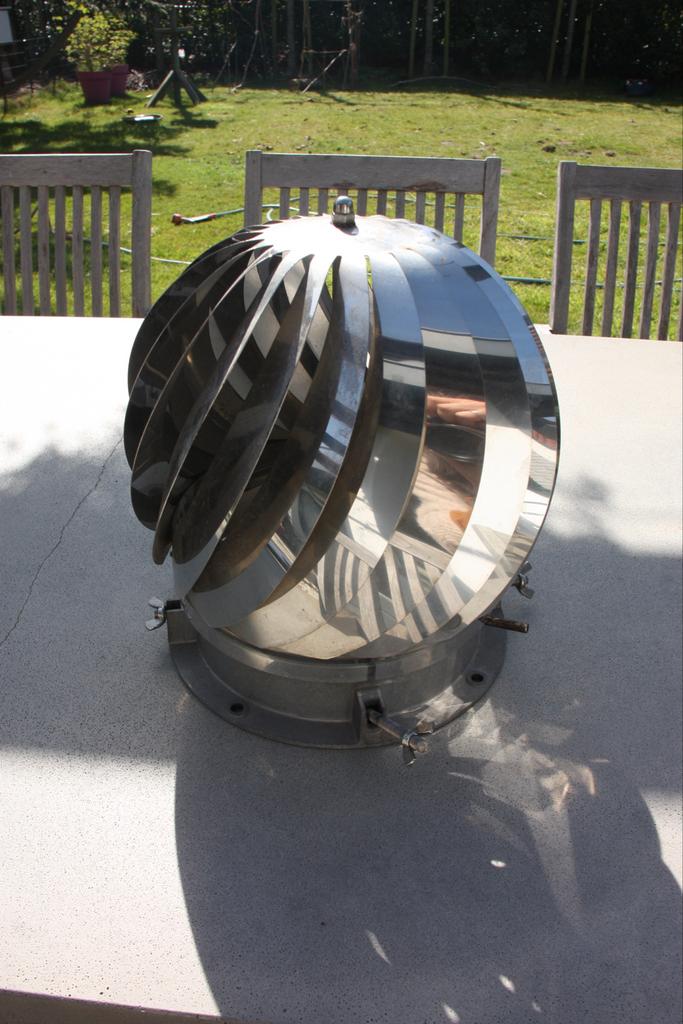 RVS schoorsteenkap/windventilator, 26 cm diameter, Ophalen of Verzenden, Gebruikt, Ventilator en Afzuiger