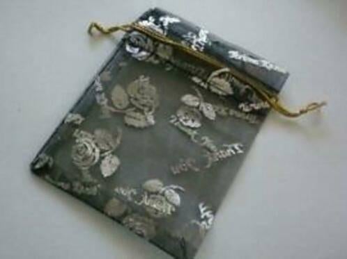50 x Organza zakjes zwart met roos, Verzenden, Nieuw, Overige typen