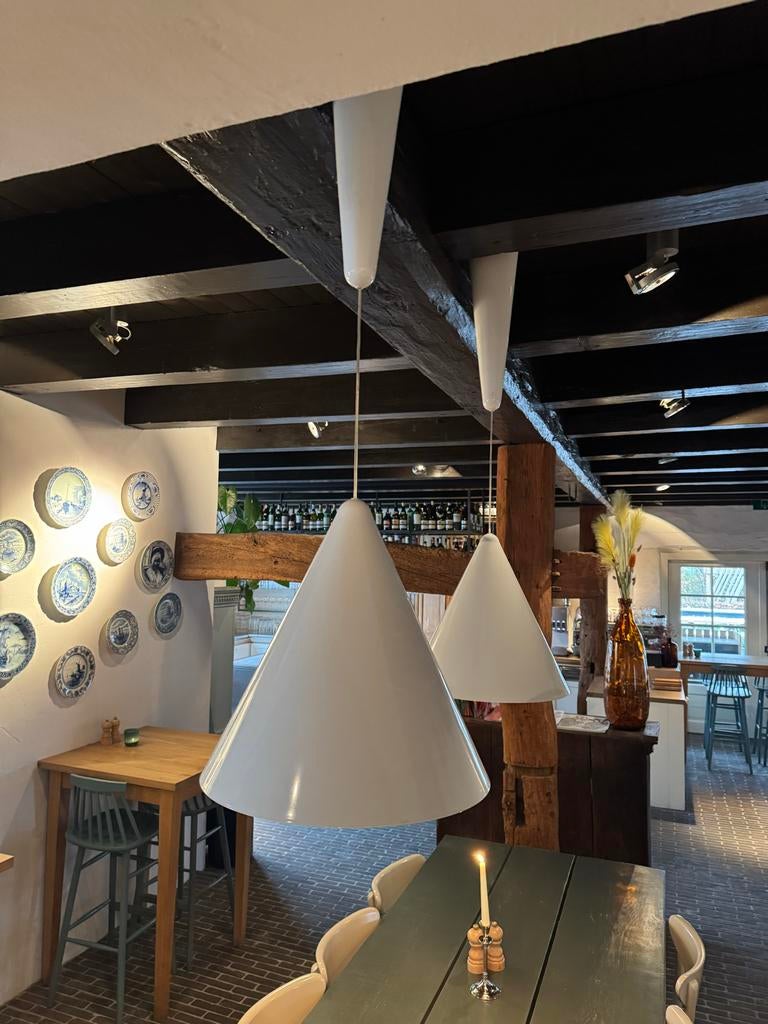 Zeldzame Flos Diabolo lampen van Castiglioni (2 stuks), Ophalen of Verzenden, Gebruikt, Metaal, 50 tot 75 cm