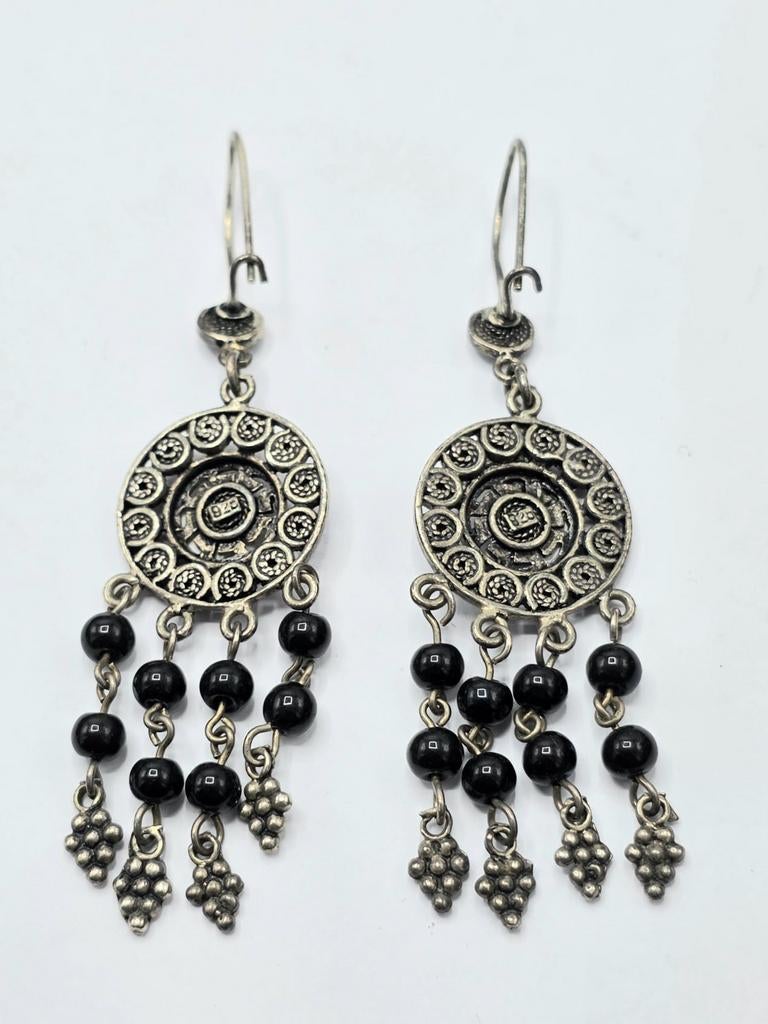 Zilveren Oorbellen met Onyx, Verzenden, ., Zo goed als nieuw, .