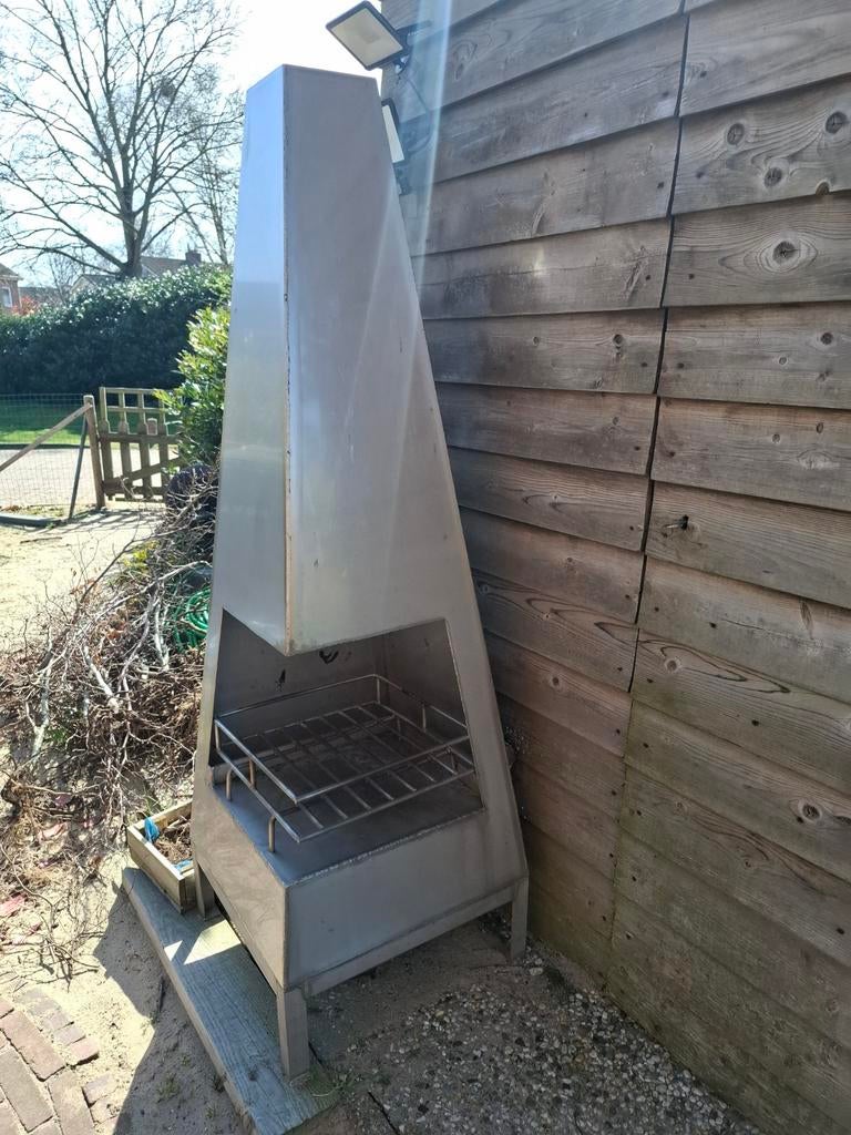 RVS Buiten Houtkachel - Terrashaard, Tuin en Terras, Ophalen, Gebruikt