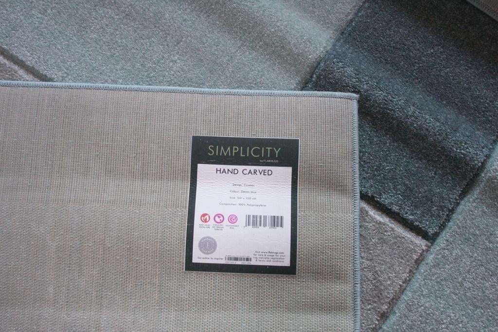 Vloerkleed Simlicity Cosmos Denim Blue met vakken 160x230, Ophalen, Grijs, 150 tot 200 cm, Rechthoekig