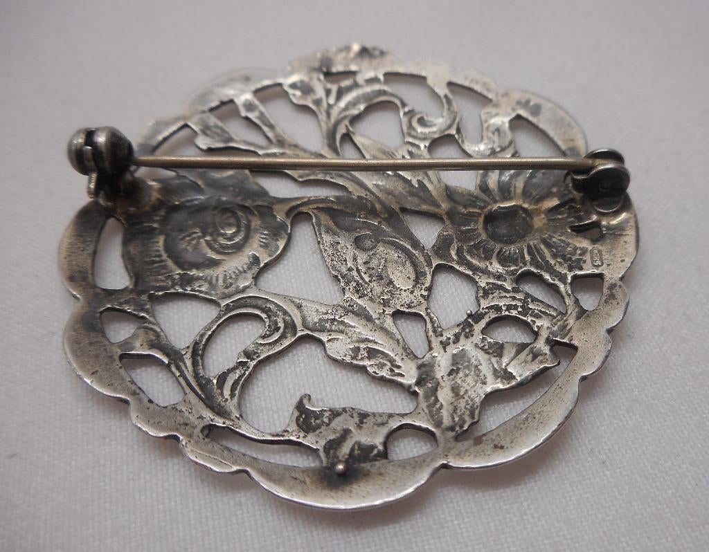 Zilveren mooie vintage bloemen broche nr.1360, 4 tot 7 cm, Verzenden, Zo goed als nieuw, Zilver