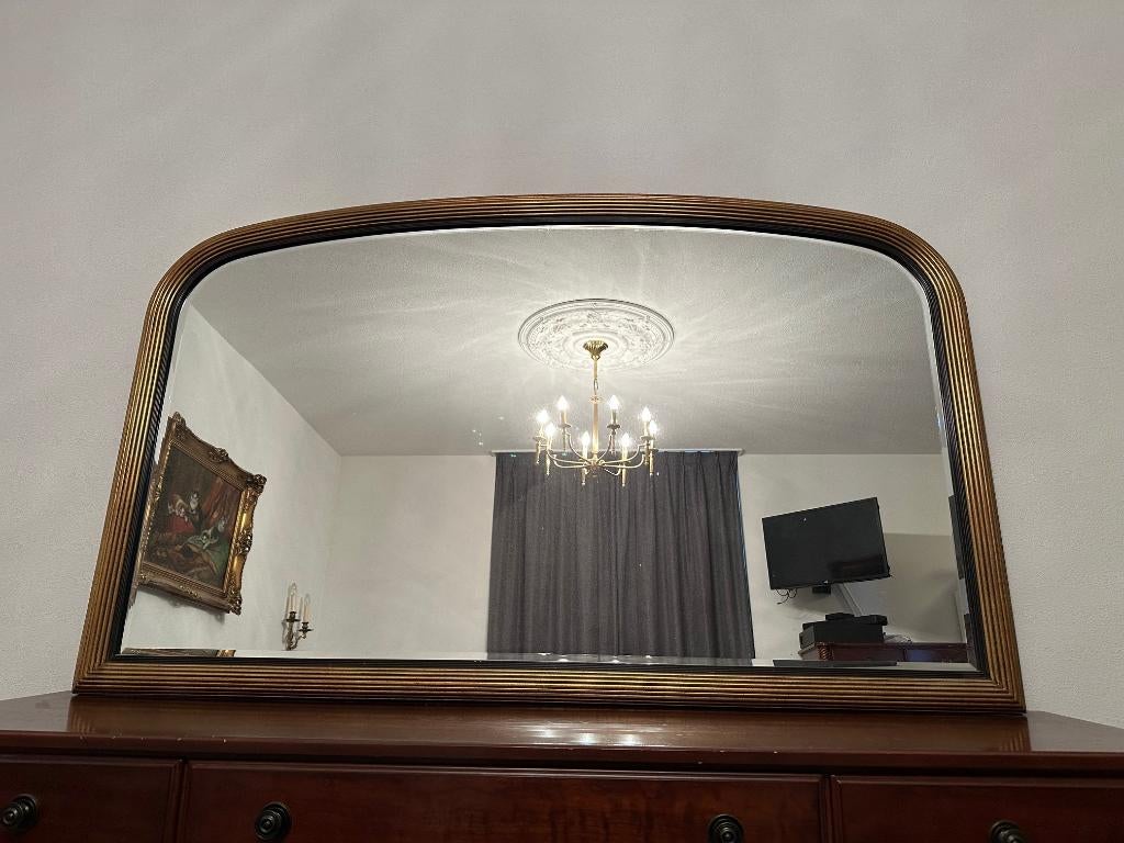 Brede vintage gouden Deknudt toogspiegel, Ophalen, Zo goed als nieuw, 100 tot 125 cm, Minder dan 100 cm