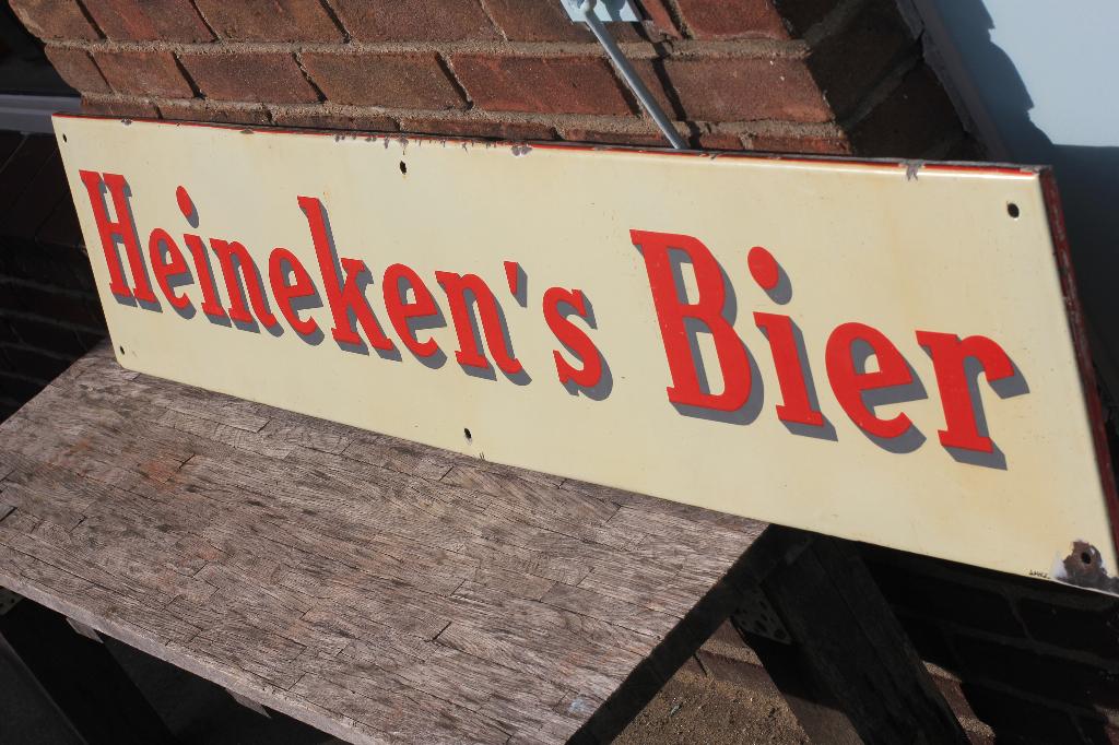 emaille bord HEINEKEN'S BIER langcat bussum, Ophalen of Verzenden