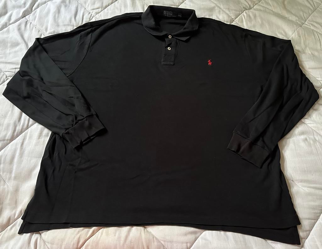 Zwarte longsleeve button up Polo Ralph Lauren knoopjes XXL, Ophalen of Verzenden, Zo goed als nieuw, Overige maten, Zwart