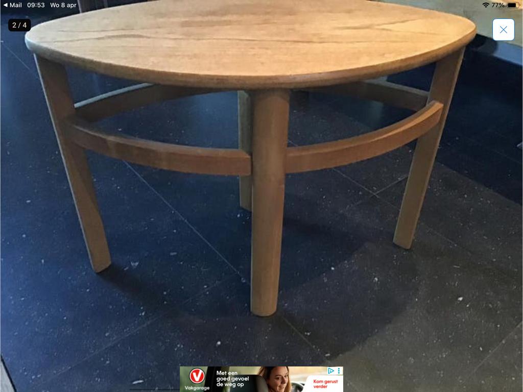 “NATHAN”-1- VINTAGE OVAAL BIJZETTAFELTJE 1950, Huis en Inrichting, Tafels | Bijzettafels, Ophalen of Verzenden