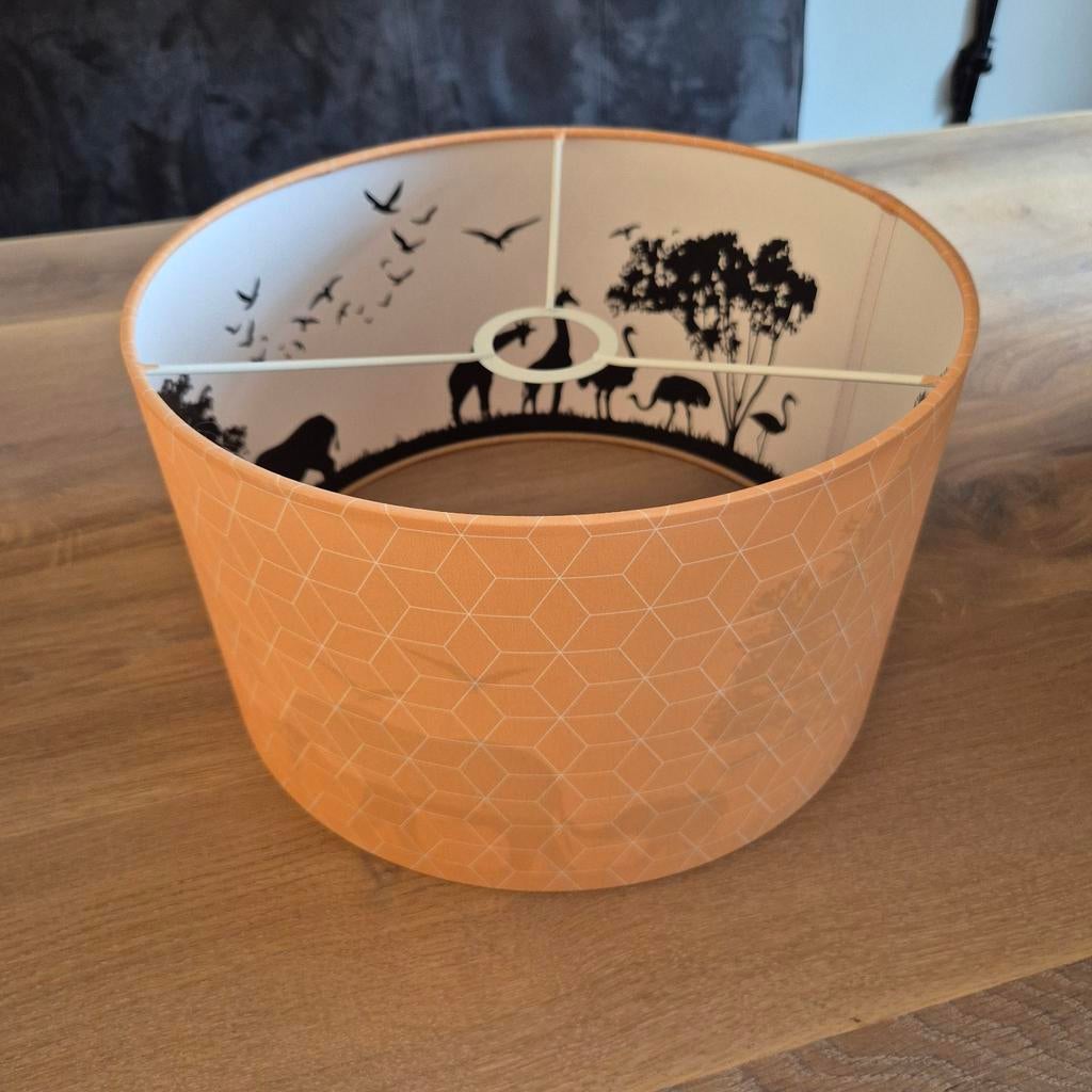 Safari lampenkap met dierenprint, Ophalen, Beige, 25 tot 50 cm, Safari, Avontuurlijk, Modern