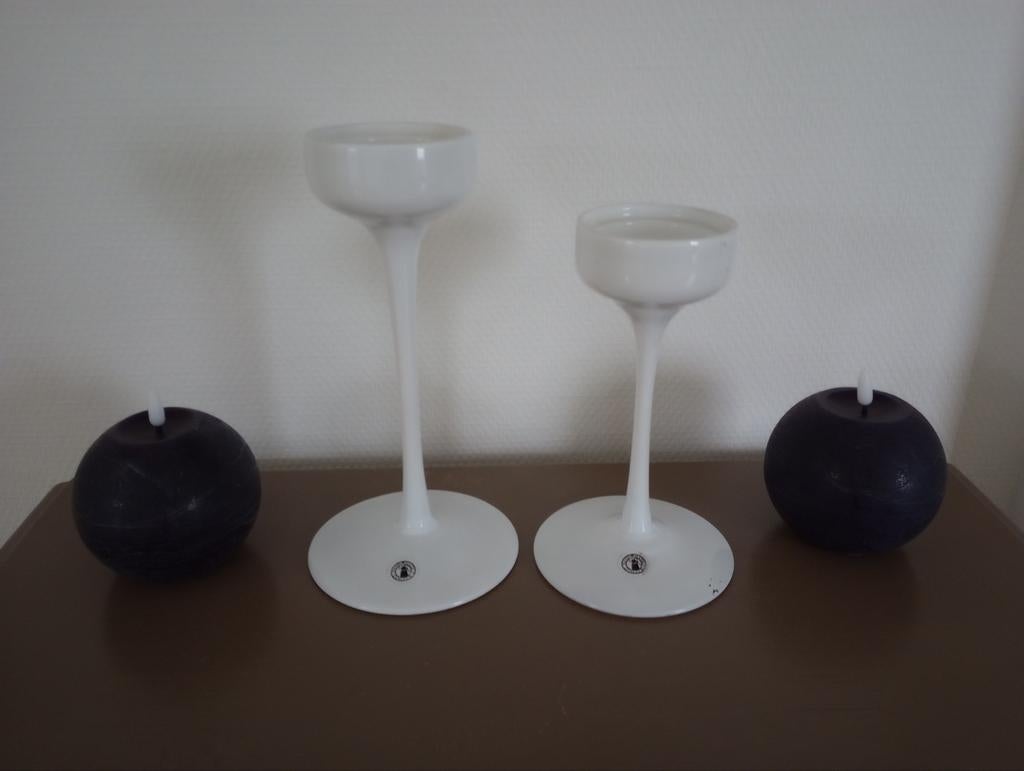 Retro Vintage Ikea Blomster kandelaars melkglas theelichtje, Huis en Inrichting, Woonaccessoires | Kandelaars en Kaarsen, Ophalen of Verzenden