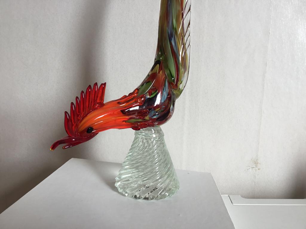 Grote haan van Murano glas. 22 breedt x 49 hoog., Antiek en Kunst, Antiek | Glas en Kristal, Ophalen