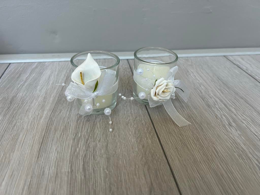 Kleine kaarsjes decoratie bruiloft, Overige materialen, Gebruikt, Wit, Ophalen of Verzenden
