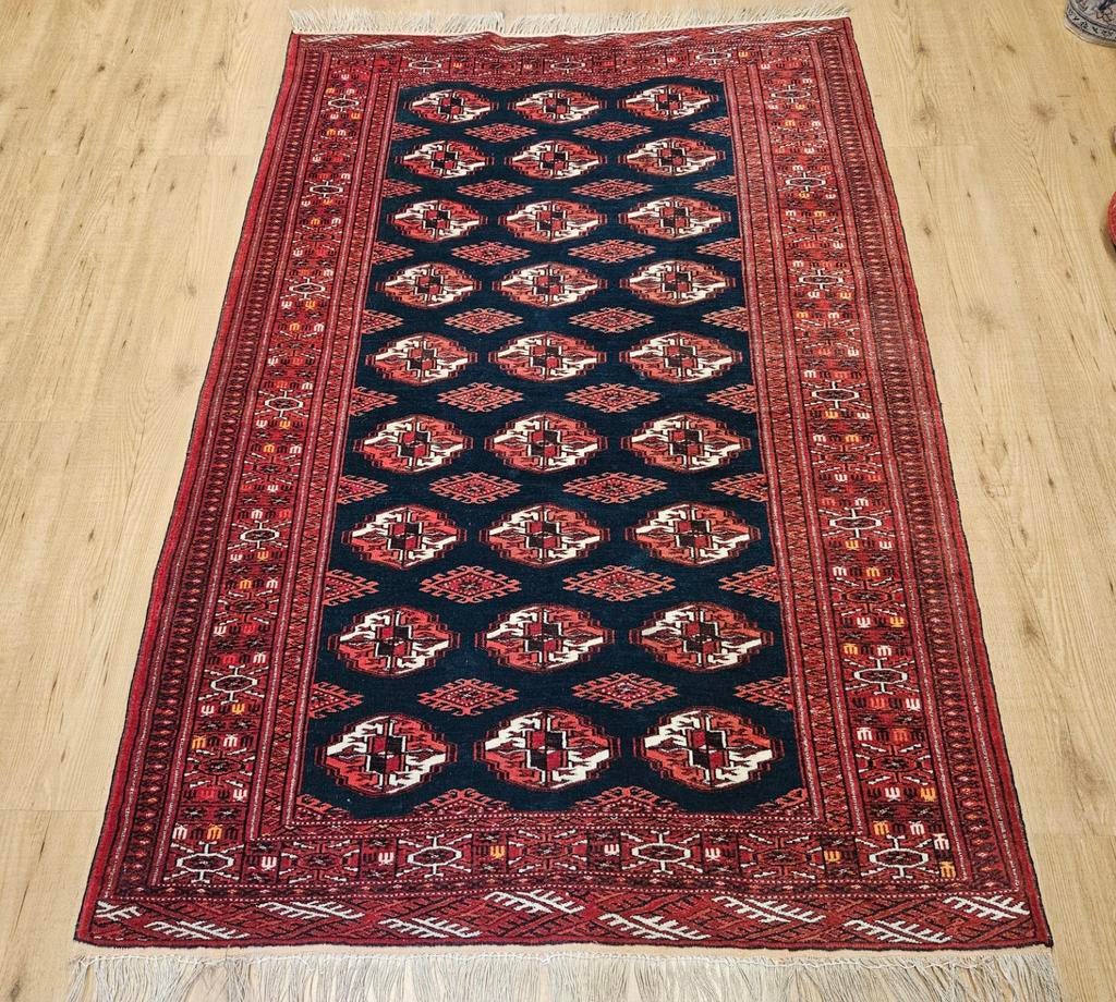 Vintage handgeknoopt oosters tapijt bochara 210x132, Info@SlatsAntiek.nl, Tweedehands, 100 tot 150 cm, Perzisch