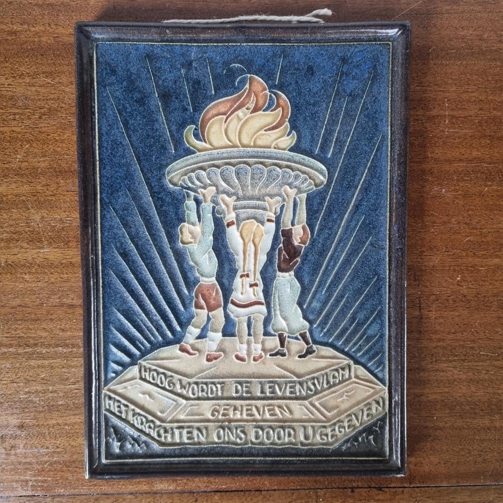 Herdenkingstegel "Levensvlam"  Porceleyne fles, Royal Delft, Ophalen of Verzenden