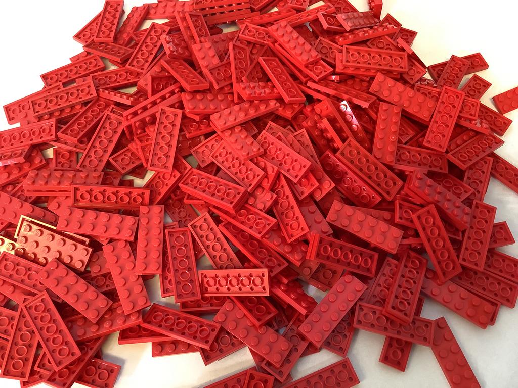 Lego plaat 2x6 rood, Ophalen of Verzenden, Gebruikt, Losse stenen, Lego