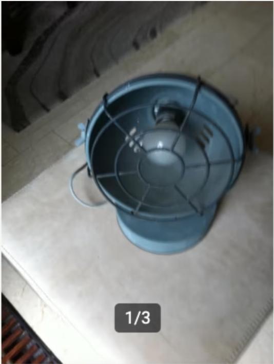 Stoere ijzeren lamp grijs hoogte 15 cm Breedte 20cm, Antiek en Kunst, Ophalen of Verzenden