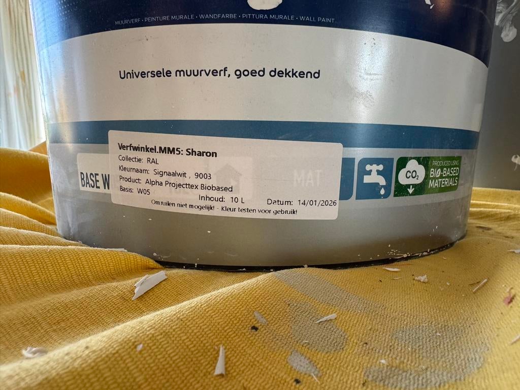 Sikkens Alpha Projecttex Muurverf RAL 9003 - 10 liter, Wit, Ophalen of Verzenden, 10 tot 15 liter, Verf