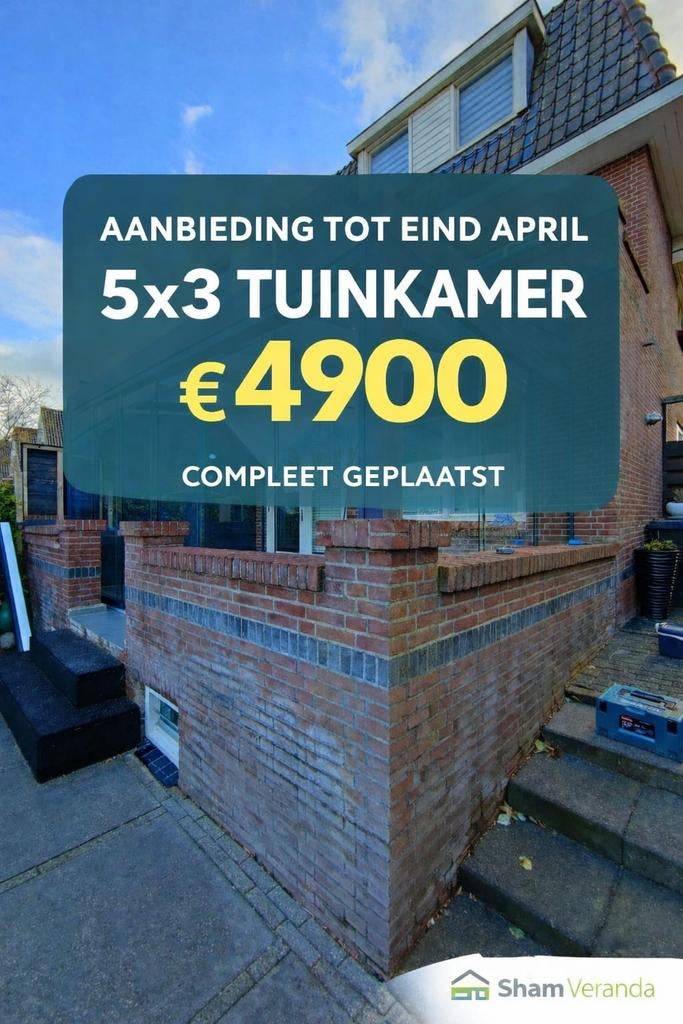 5x3 Tuinkamer - Compleet Geplaatst - Aanbieding!