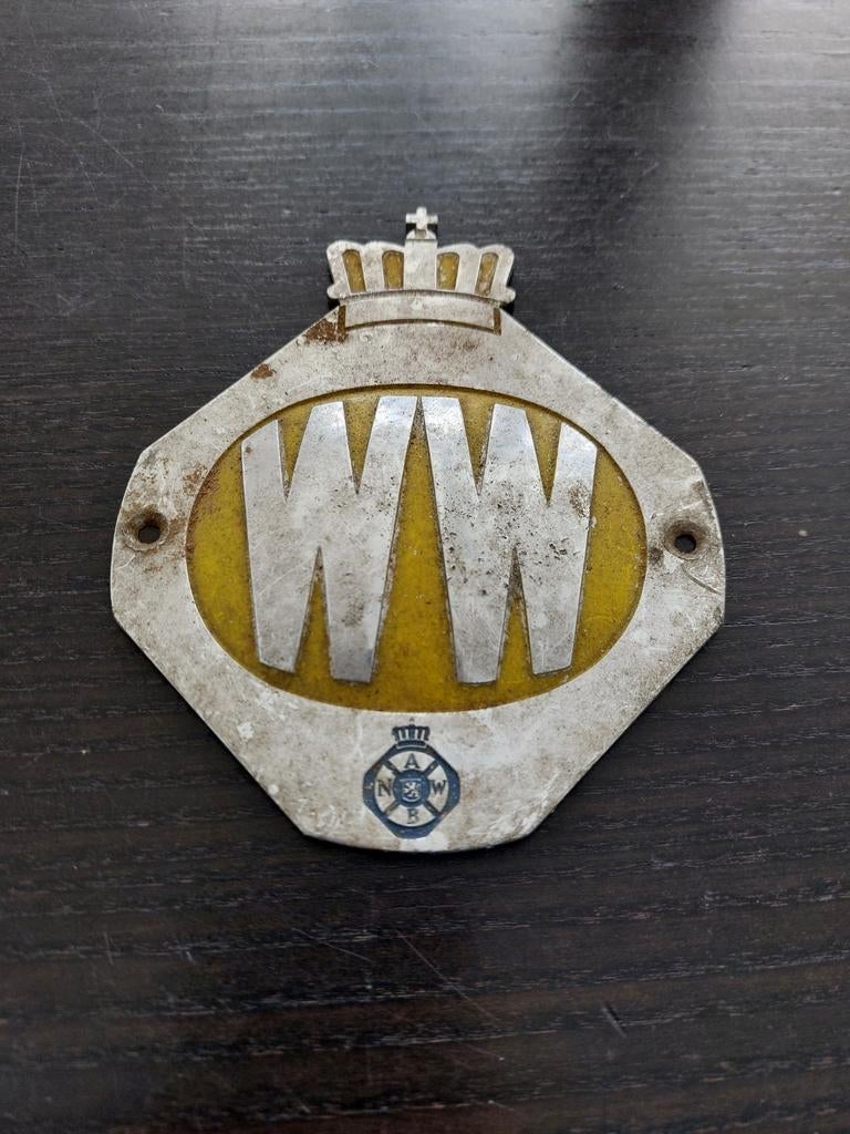 Vintage ANWB Wegenwacht Embleem - Grille Schildje WW, Verzamelen, Automerken, Motoren en Formule 1, Gebruikt, Auto's, Ophalen of Verzenden