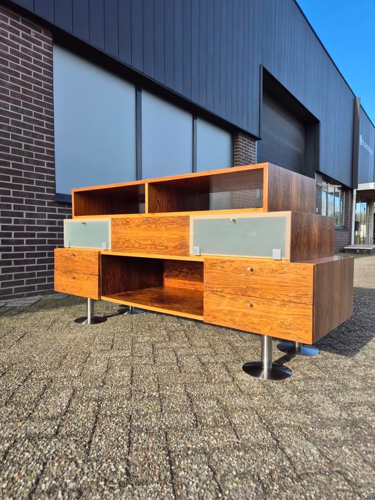 Vintage retro Lp platen kast / dressoir, Gebruikt, 150 tot 200 cm, Ophalen of Verzenden, Minder dan 100 cm