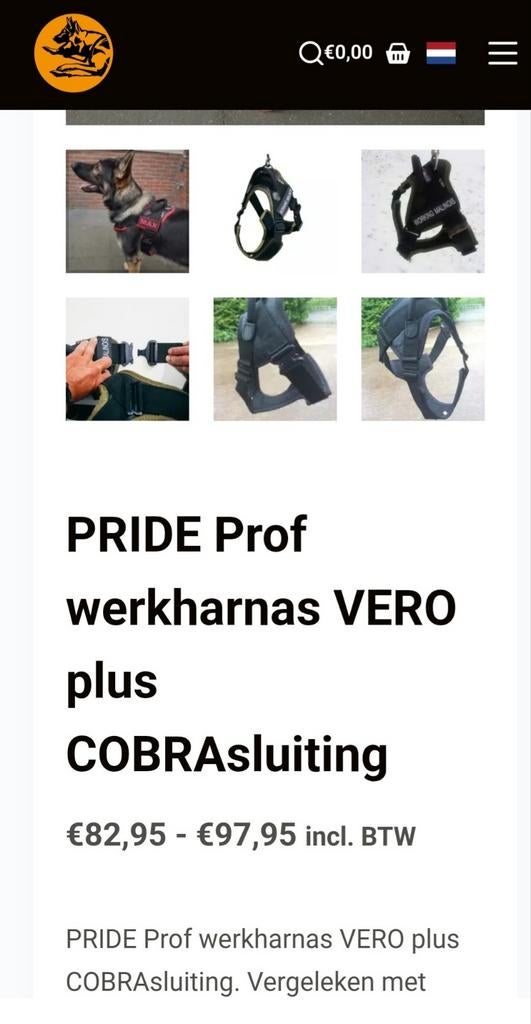 Pride prof werkharnas vero plus cobrasluiting+d ring borstpl, Ophalen, Zo goed als nieuw