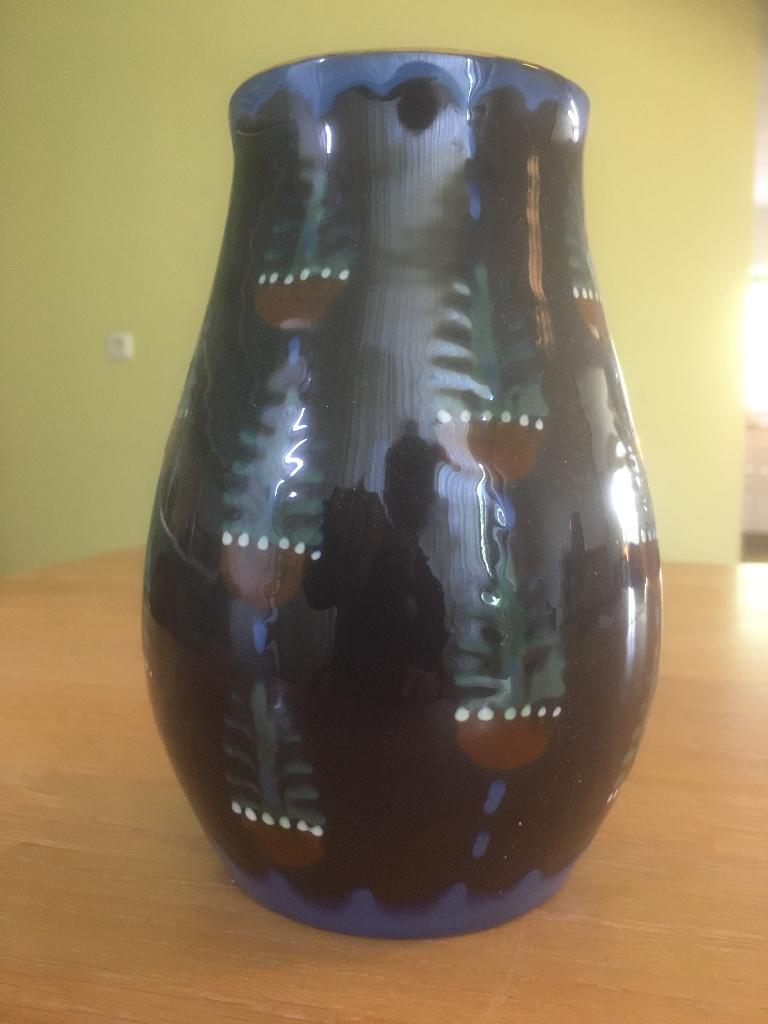 jugendstil vaas bunzlau glazuur ca 1910, Ophalen of Verzenden