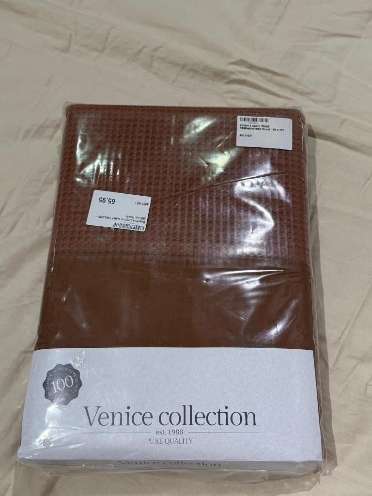 Venice Lugano Wafel Dekbedovertrek Roest 140 x 220 / 260 cm, Dekbedovertrek, Nieuw, Ophalen of Verzenden, Overige kleuren