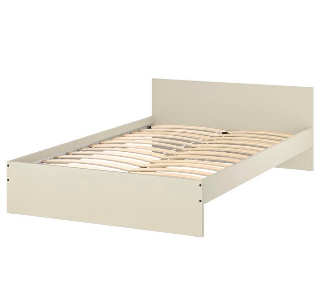 IKEA Gursken tweepersoonsbed 140x200 + lattenbodem, Ophalen, Gebruikt, Beige, Tweepersoons