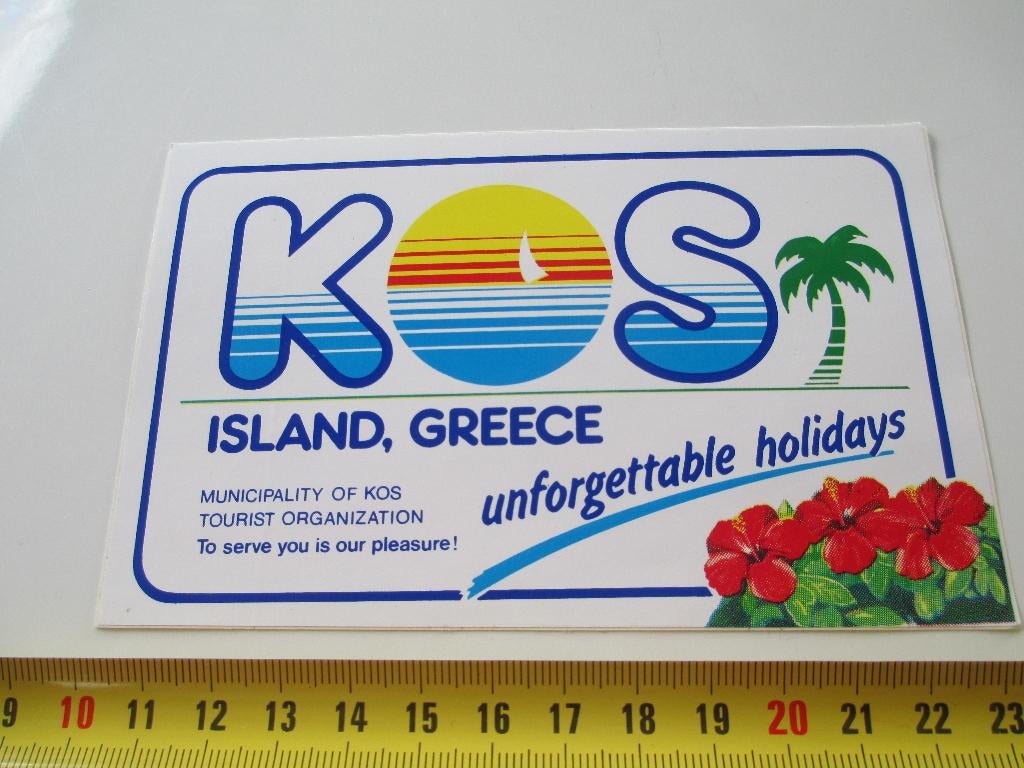 sticker KOS Island Greece unforgettable holidays Griekenland, Ophalen, Zo goed als nieuw