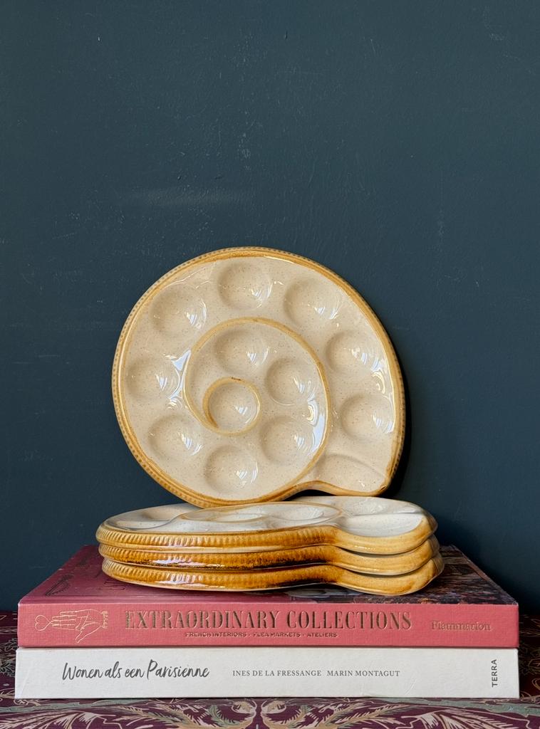 St. Clement set van 4 vintage slakkenborden voor 12 slakken, Ophalen of Verzenden, Bord(en), Overige stijlen, Glas