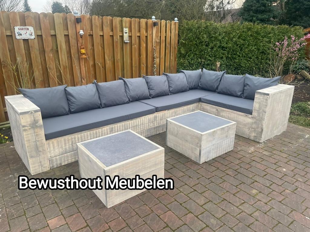 ACTIE! Steigerhout Hoekbank Monaco.!! 5 Dagen Levertijd!!!, Tuin en Terras, Tuinsets en Loungesets, Steigerhout, Ophalen of Verzenden