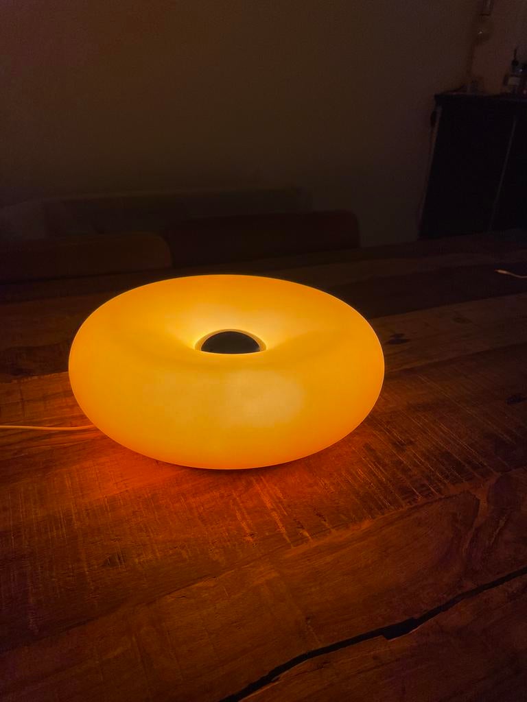 Retro vintage donut tafellamp, Ophalen of Verzenden, Zo goed als nieuw, Kunststof, Minder dan 50 cm