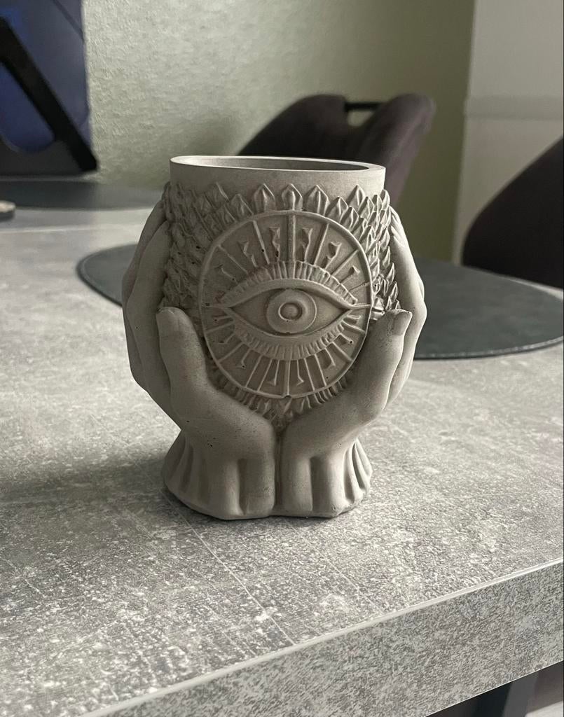 betonlook houder met mystiek oog en handen, Ophalen of Verzenden, Nieuw