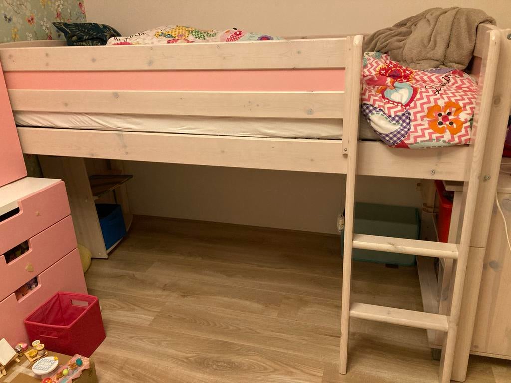 Nette Halfhoogslaper met lade en open kast, Kinderen en Baby's, Kinderkamer | Stapelbedden en Hoogslapers, Ophalen, Gebruikt, Halfhoogslaper