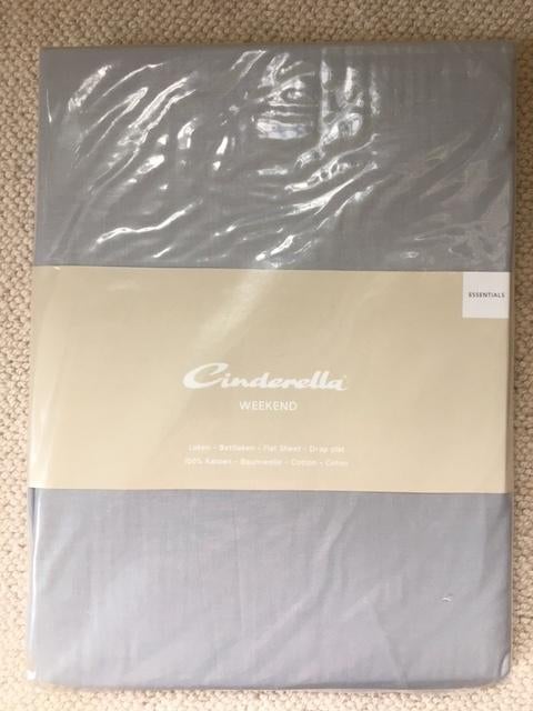 Laken Cinderella 160 cm x 260 cm lichtgrijs  katoen, Eenpersoons, Overige typen, Nieuw, Ophalen of Verzenden