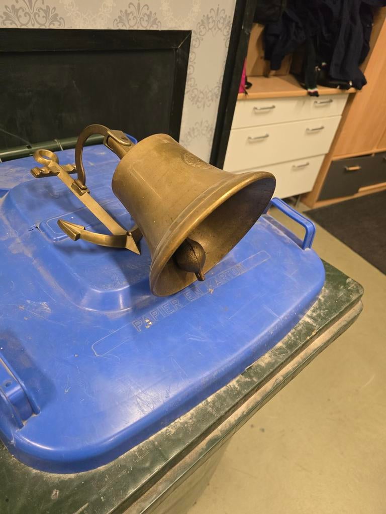 Antieke bronzen scheepsbel met anker, Antiek en Kunst, Ophalen of Verzenden, Brons