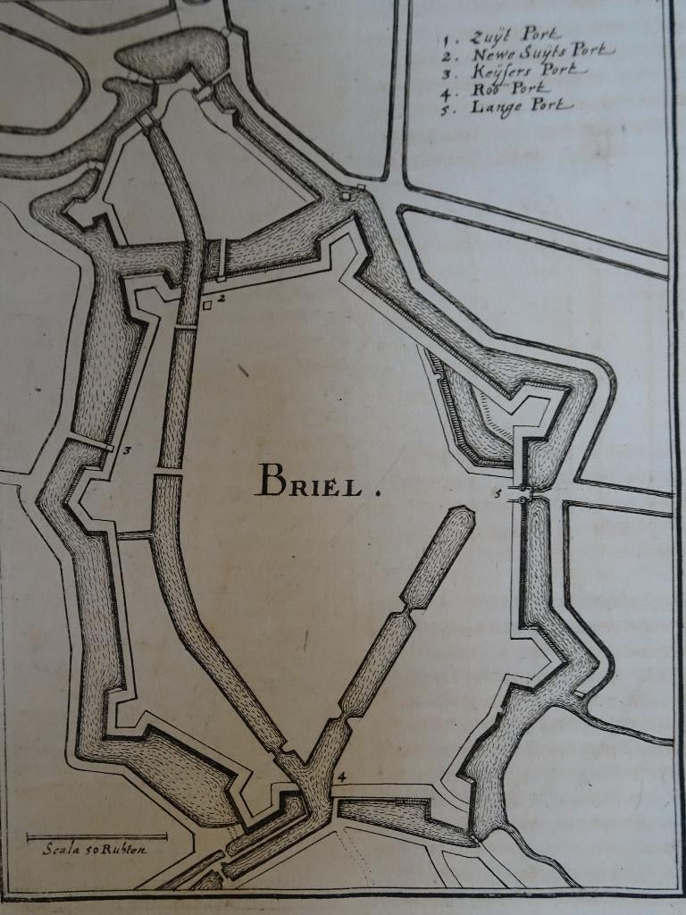 Dubbelgravure plattegrond Delfshaven en Brielle Merian 1670, Verzenden