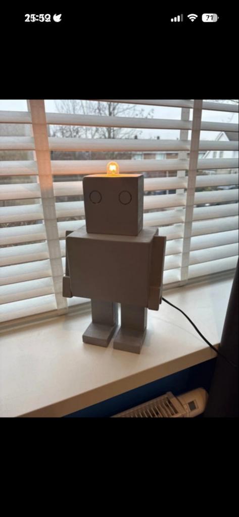 Houten Robot Lampje, Ophalen of Verzenden, Gebruikt, Hout, Minder dan 100 cm