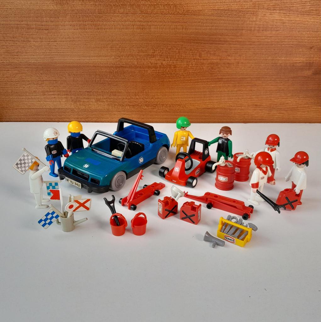 Vintage Playmobil auto 1976 + kart 1979 met veel extra's, Ophalen of Verzenden, Gebruikt