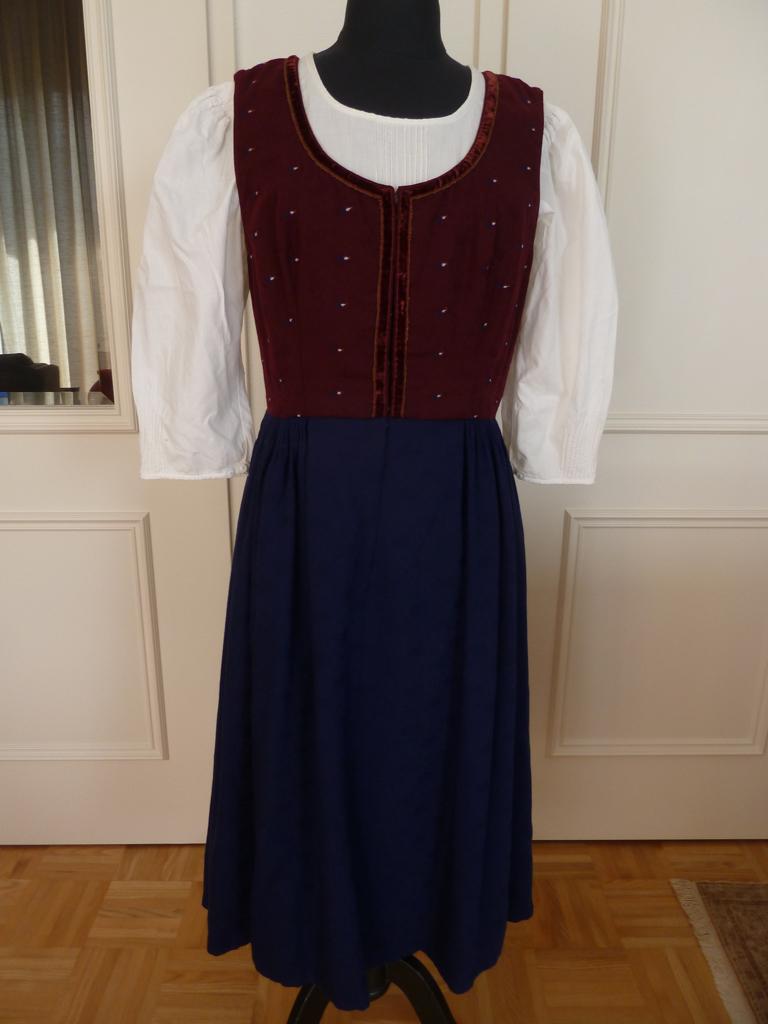 Traditioneel handgemaakte jurk Dirndl zuiver wol Oktoberfest, Authentiek Dirndl Austria, Zo goed als nieuw, Knielengte, Maat 36 (S)