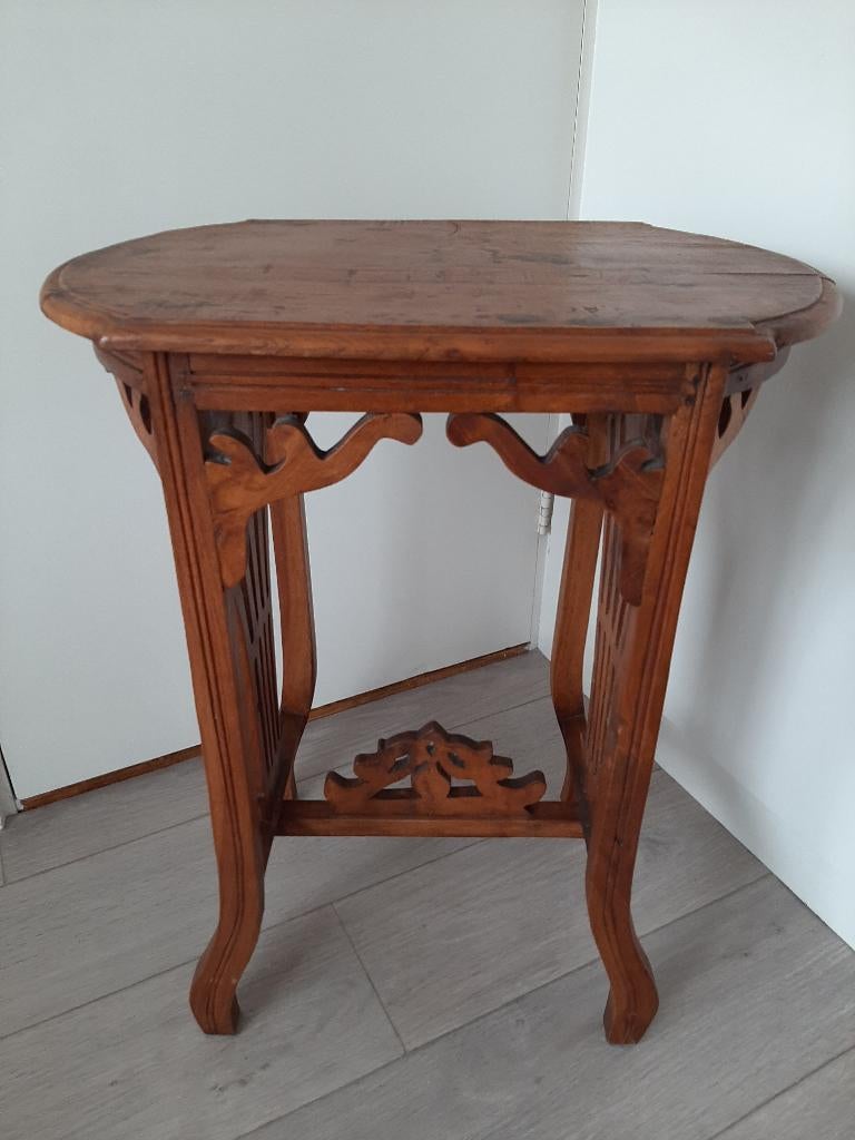 Bijzettafel plantentafel hout teakhout Aziatisch?, Ophalen, Minder dan 55 cm, Gebruikt, 60 cm of meer
