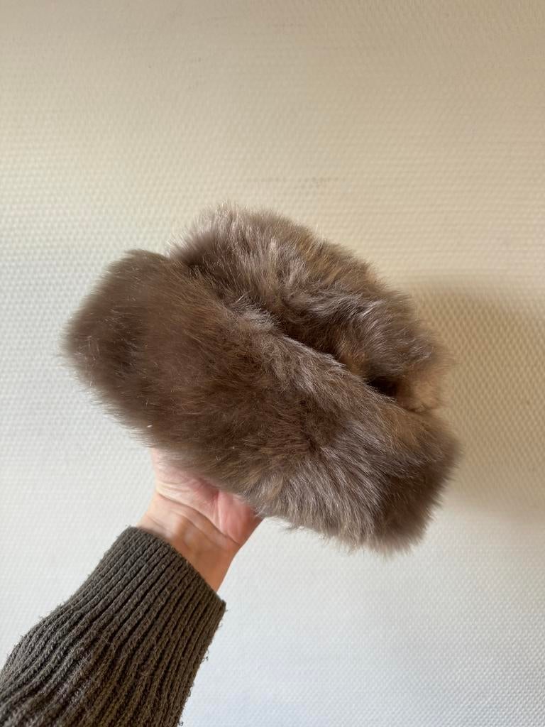 Vintage Bontmuts, Dames, Echt Bont, Hoed, Bruin, Dik, Ophalen of Verzenden, Gedragen, Maat 34 (XS) of kleiner, Muts