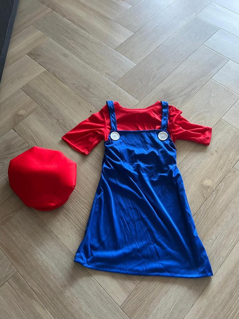 Caraval Super Mario jurkje, Kinderen en Baby's, Carnavalskleding en Verkleedspullen, Ophalen of Verzenden, Zo goed als nieuw, 134 t/m 140