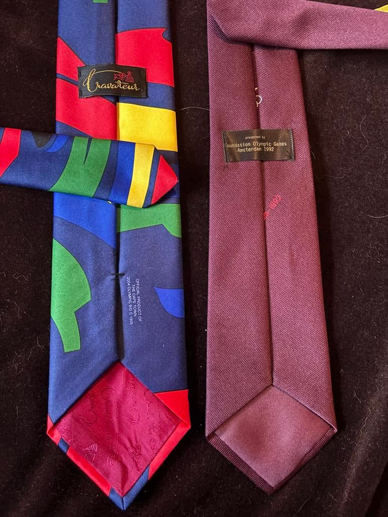 Olympische Spelen Stropdas Amsterdam 1992 & Kaapstad 2004, Ophalen of Verzenden, Zo goed als nieuw, Overige kleuren, Met patroon