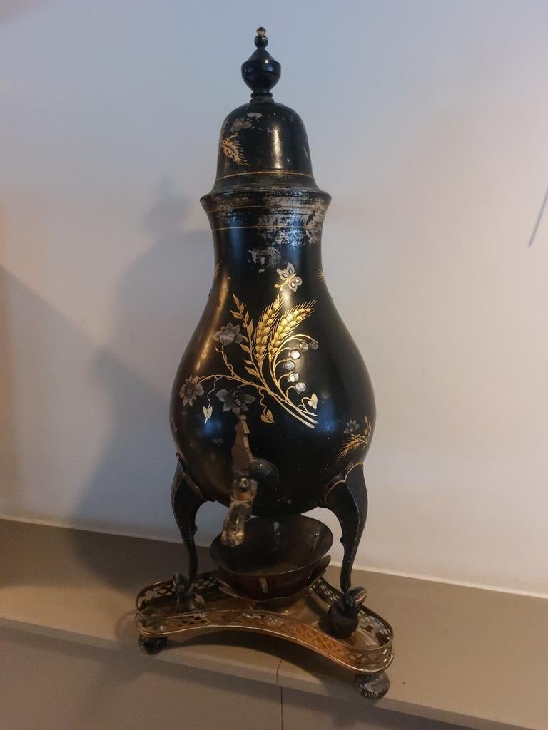 Antieke tinnen chocolatière / koffieketel ca. 1900 – 46 cm h, Antiek en Kunst, Antiek | Tin, Ophalen of Verzenden