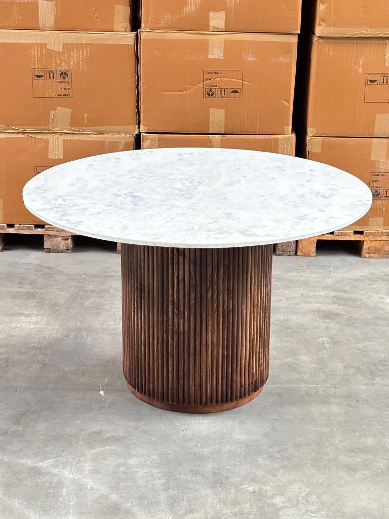 SALE! Ronde Eettafel MALIBU – Wit Marmer&Hout - 120cm, Ophalen, Overige materialen, Rond, Nieuw