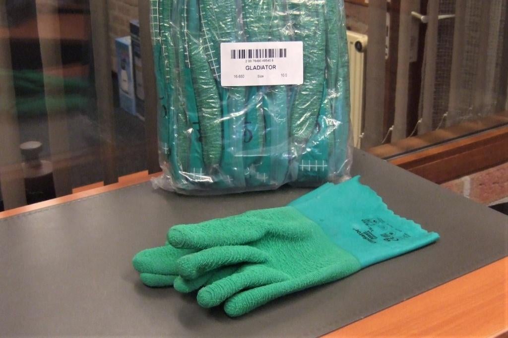 Latex werkhandschoenen pak 12 paar, Ophalen, Nieuw
